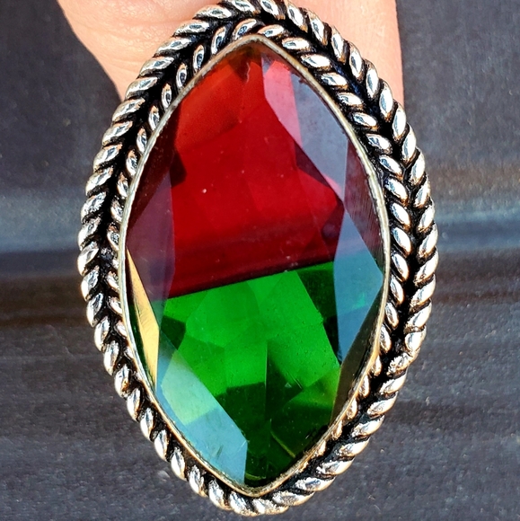 New Bi-Color Tourmaline 925 Silver Ring. - Picture 10 of 14